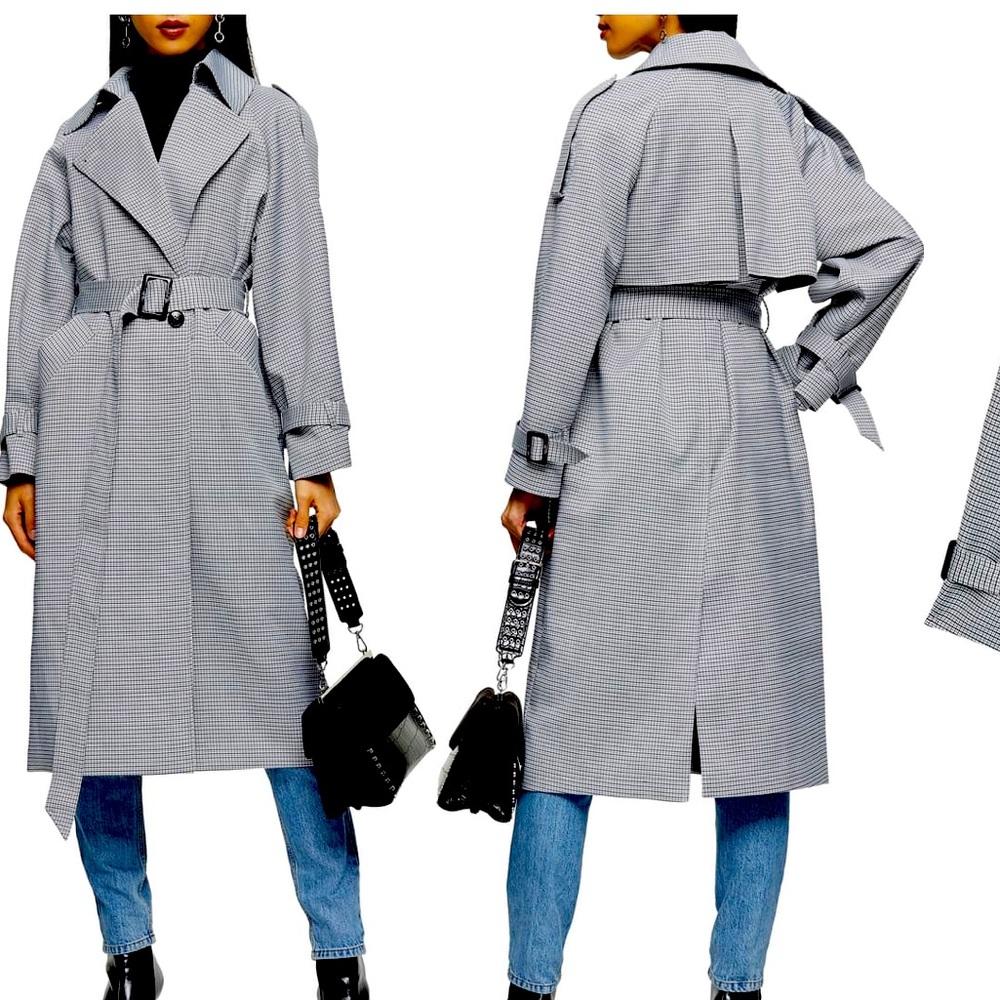 NWT Topshop Check Trench Coat